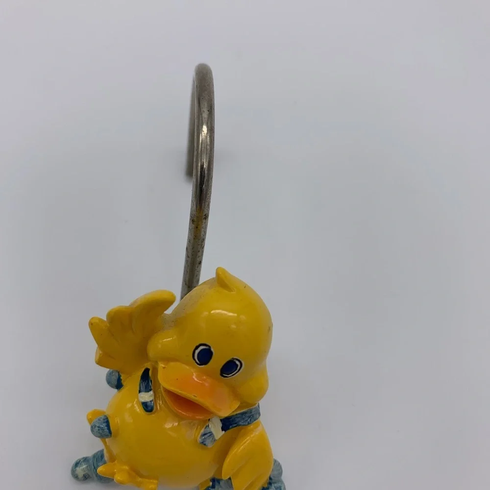 Vintage 9 Pcs Yellow Ducklings Shower Curtain Rings